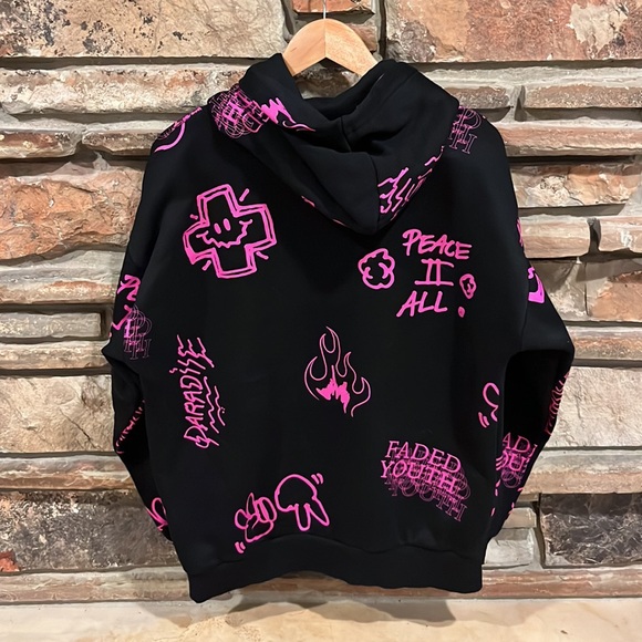 PacSun Faded Youth Black and Pink Punk Hoodie - Picture 5 of 6